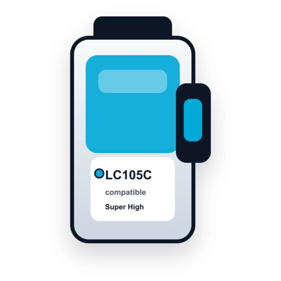 Brother LC105C Cyan compatible ink