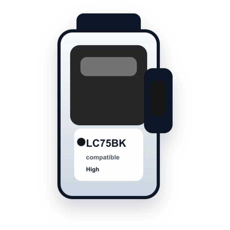 Brother LC75BK Black compatible ink