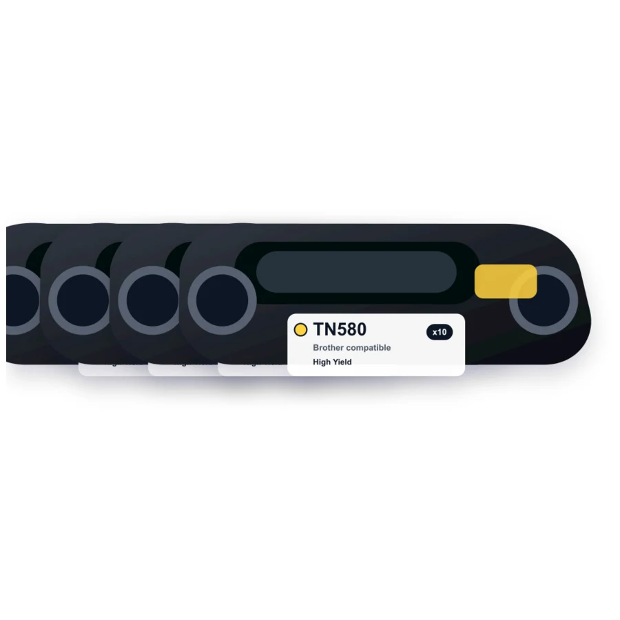 Brother 580 Black Toner Cartridges - TN-580 High Yield - 10-Pack compatible toner