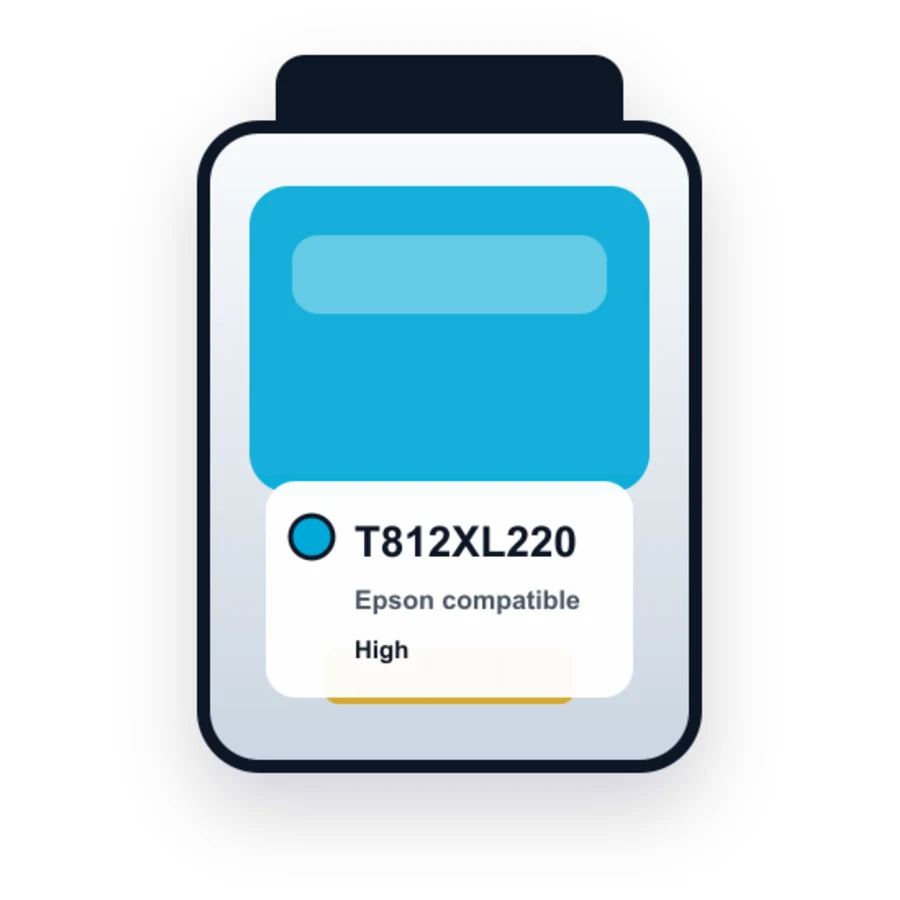 Epson T812XL T812XL220 Cyan compatible ink