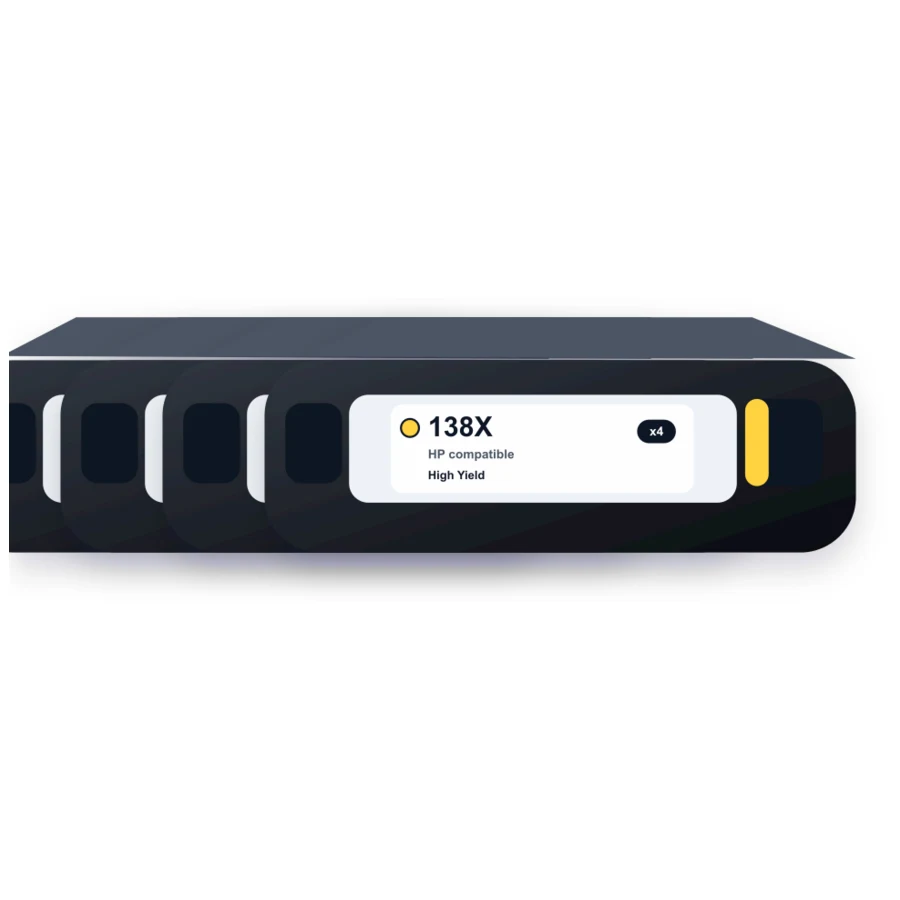 Replacement HP 138X Printer Toner Cartridges 4-Pack - W1380X Black - High Yield compatible toner