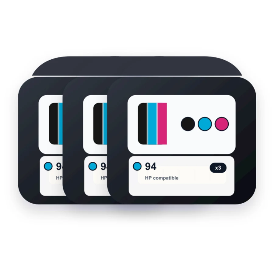 Replacement HP 94 Printer Ink & 97 HP Ink Cartridges 3-Pack - 2 x Black and 1 x 97 Tri-color compatible ink