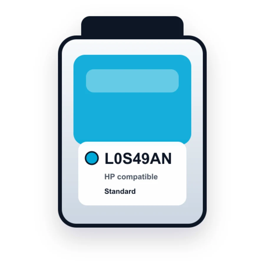HP L0S49AN Cyan compatible ink