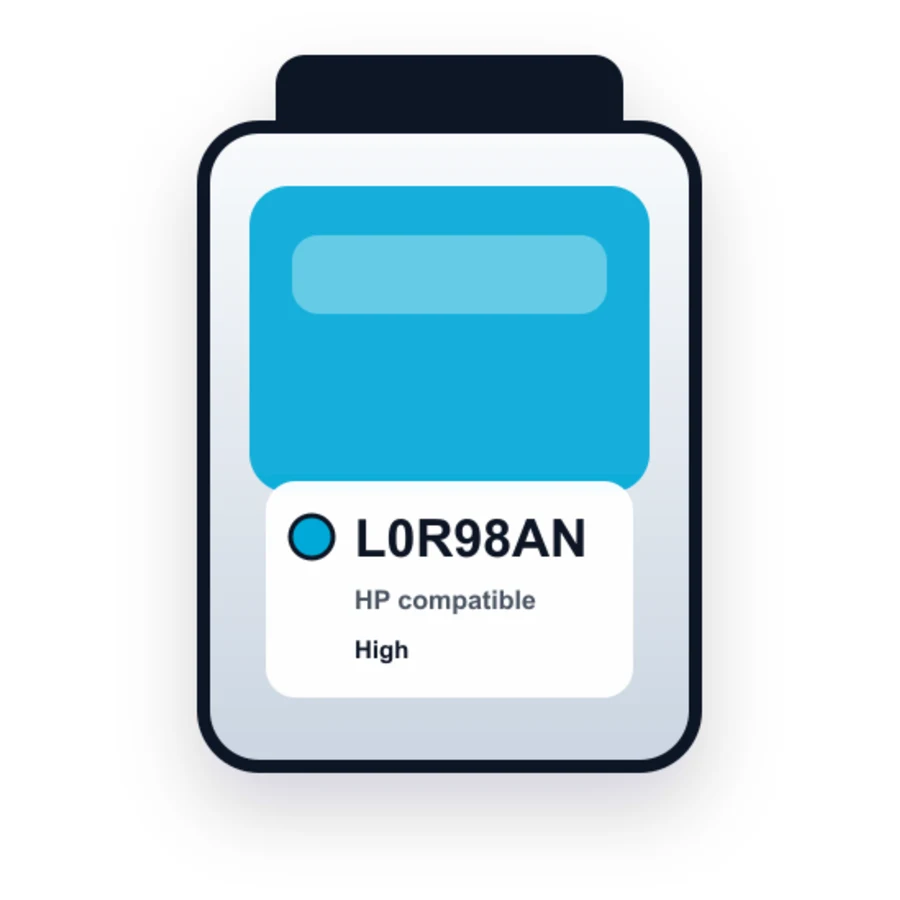 HP L0R98AN Cyan compatible ink