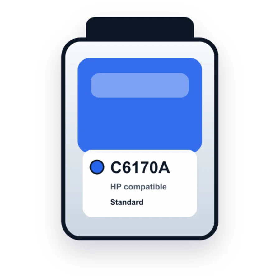 Replacement HP C6170A Spot Color Blue Ink Cartridge for Industrial Printing on Non-Porous Substrates compatible ink