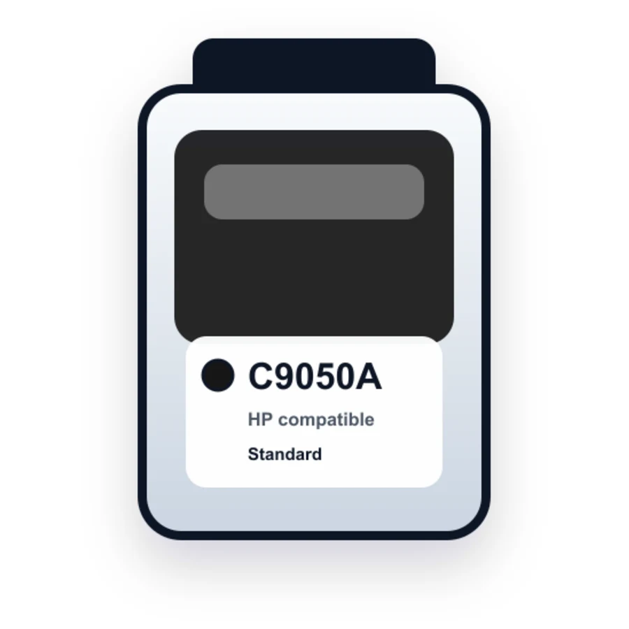 Replacement HP C9050A Aqueous Black Ink Cartridge compatible ink