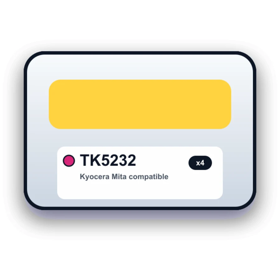 Kyocera TK5232 Toner Cartridges Combo Pack of 4 : 1 Black, 1 Cyan, 1 Magenta, 1 Yellow compatible ink